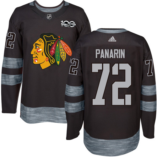 Herren Chicago Blackhawks Eishockey Trikot Artemi Panarin #72 Authentic Schwarz 1917-2017 100th Anniversary